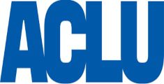Blue capital letters spelling ACLU on a white background